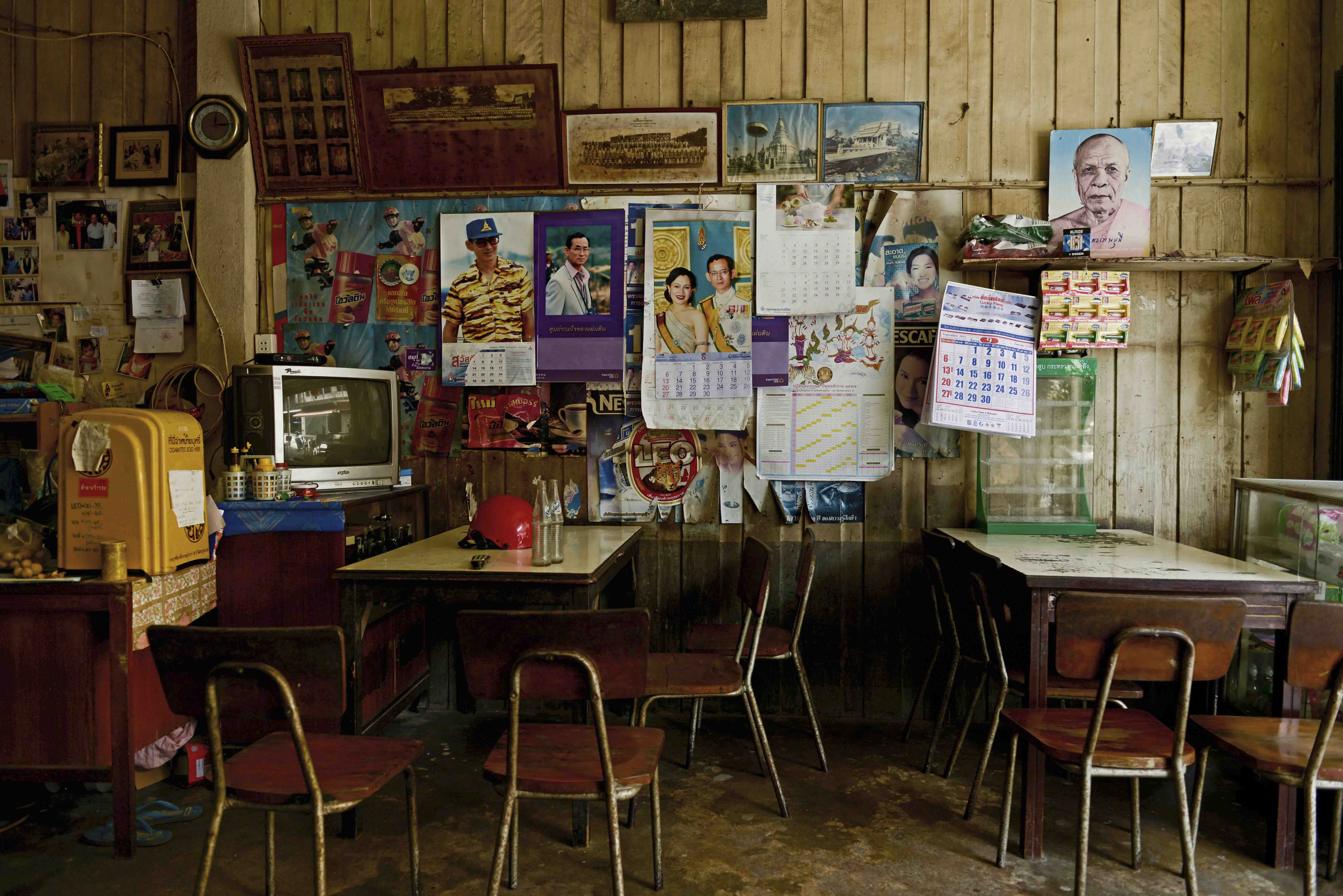 Editorial photograph — interior of an old Thai restaurant in Nathon, Koh Samui